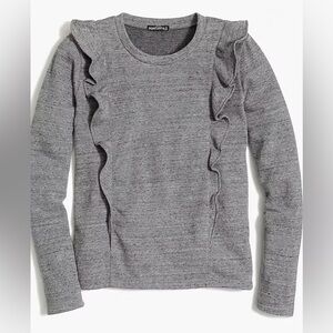 J. Crew Factory Marled Gray Ruffle Trimmed Pullover Size Small